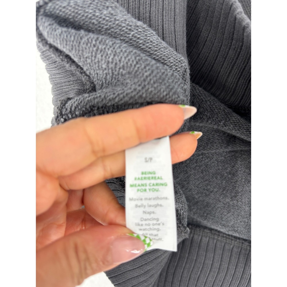 Aerie Sweatshirt Womens S Gray Quarter Zip Pullover Ribbed Trim Relaxed Fit - Picture 5 of 8